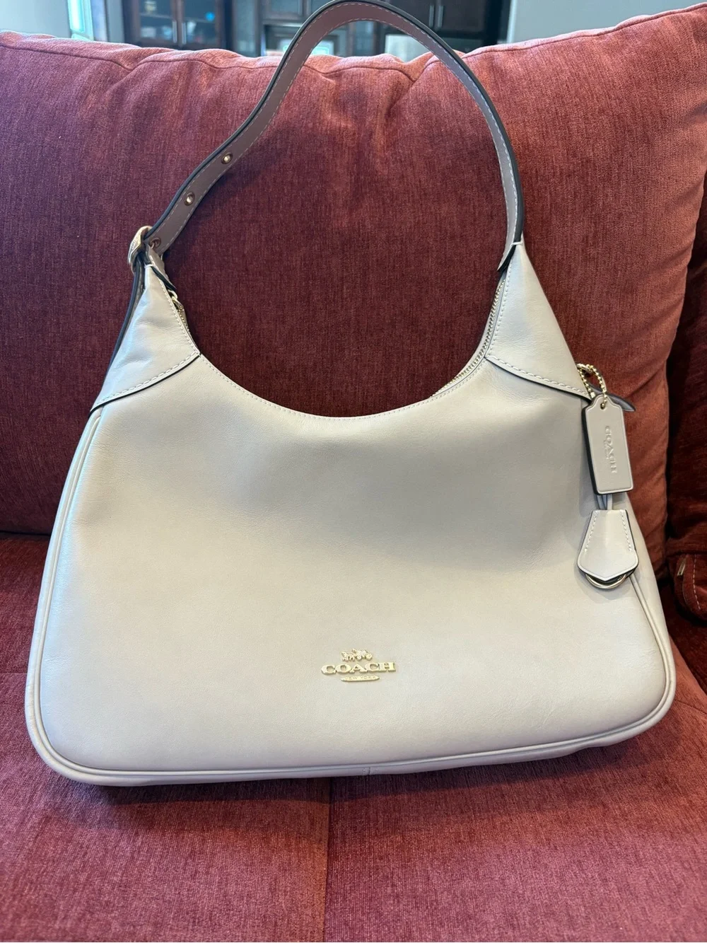 Coach Ella Cream Leather Hobo Shoulder Bag with Gold Hardware NWT